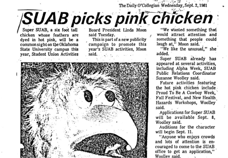 SUAB Pick Chicken Mascot