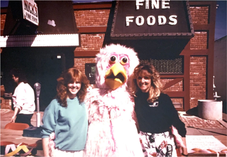 SUAB pink chicken with students