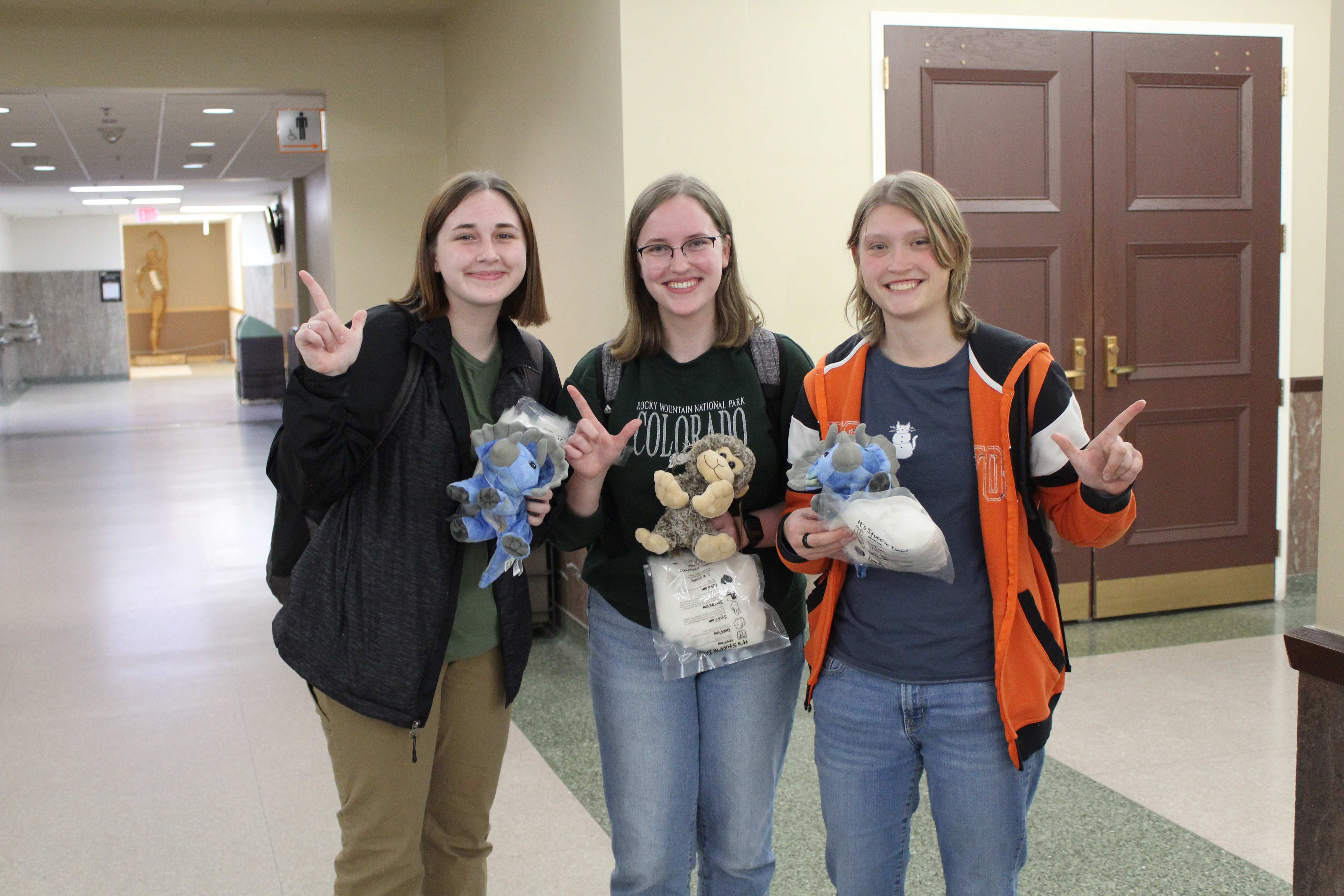 SUAB students at Pack-A-Critter with their stuffed animals